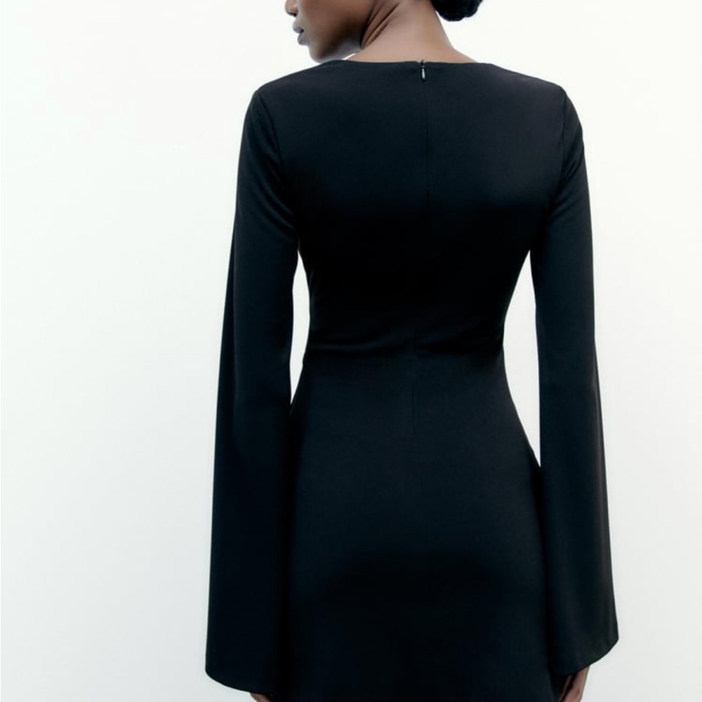 Zara Cutout Bell Sleeve Mini Dress Tie Front XL - Picture 3 of 3